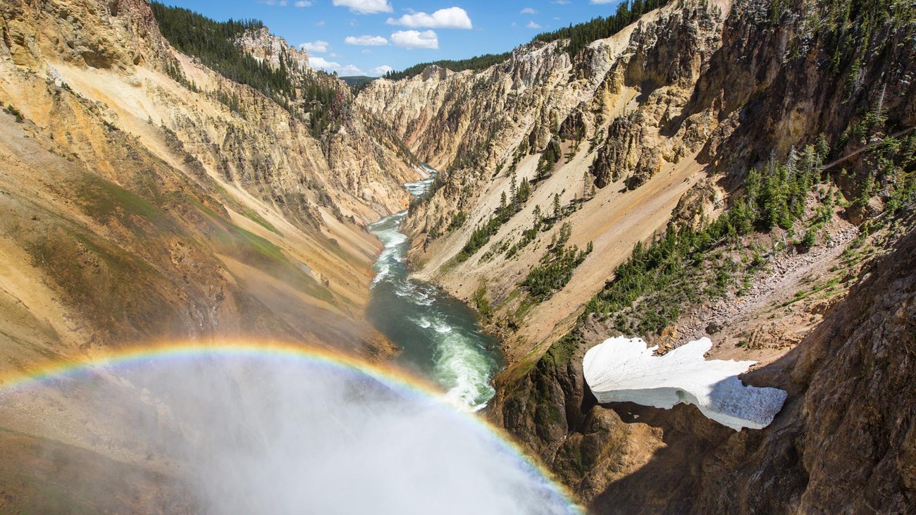 Rainbow and mist above Lower Falls in the Grand Canyon of the Yellowstone